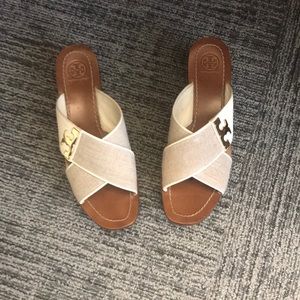 Tory Burch wedge linen sandals